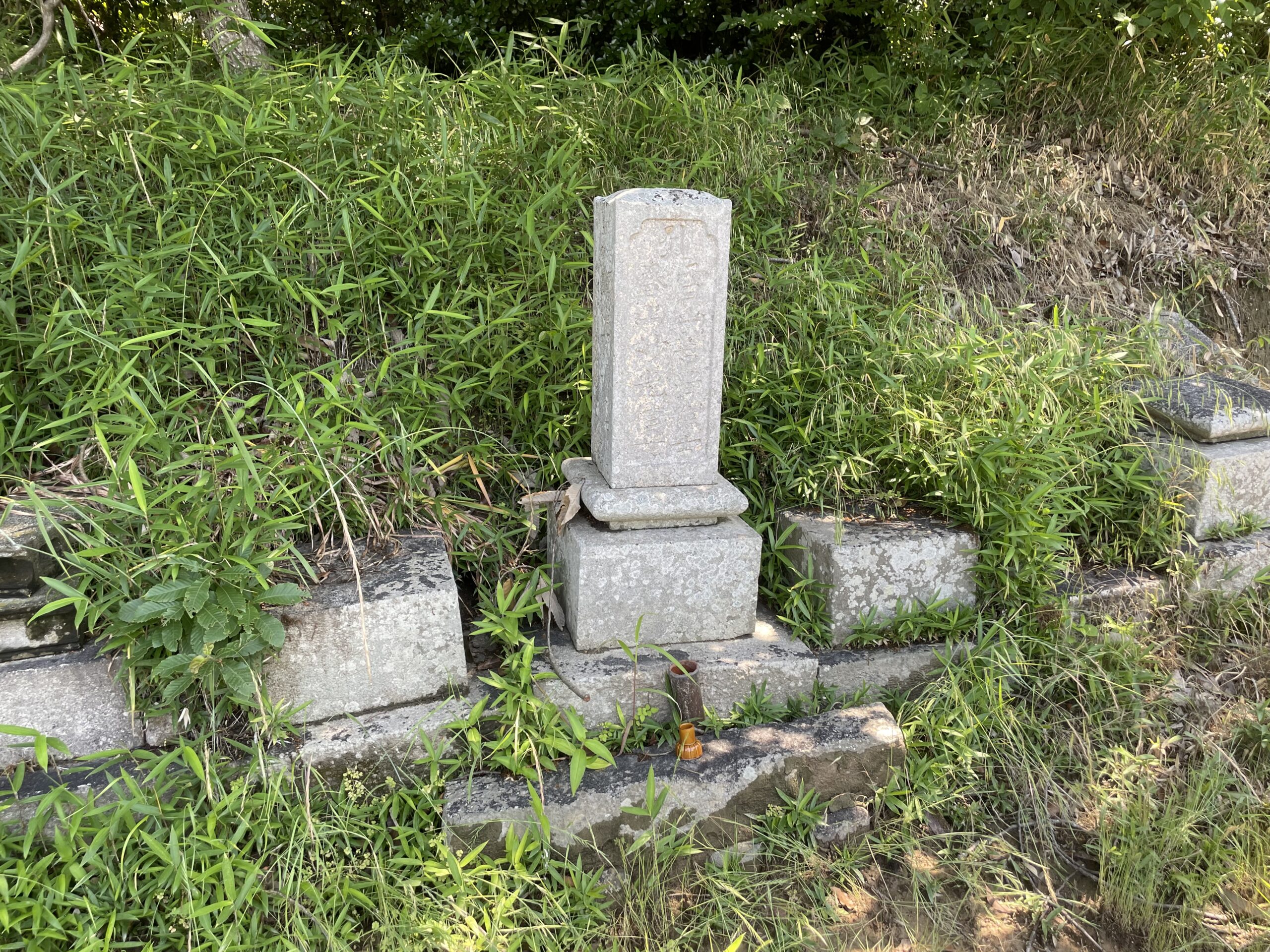 草が生い茂ったお墓の様子｜夏の雑草対策【倉敷・小山石材】
