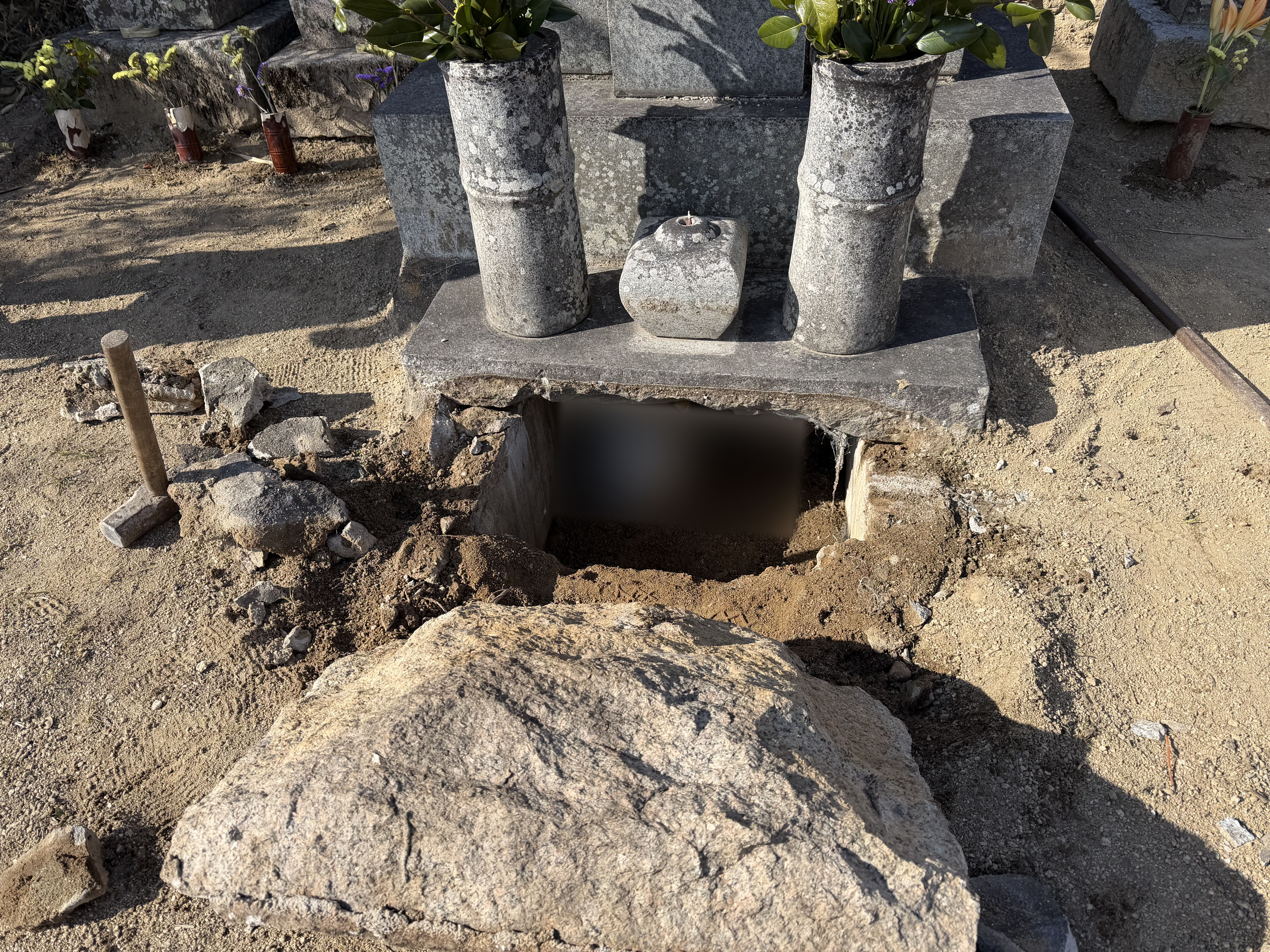 船穂町内墓地の修理・改修｜施工工程