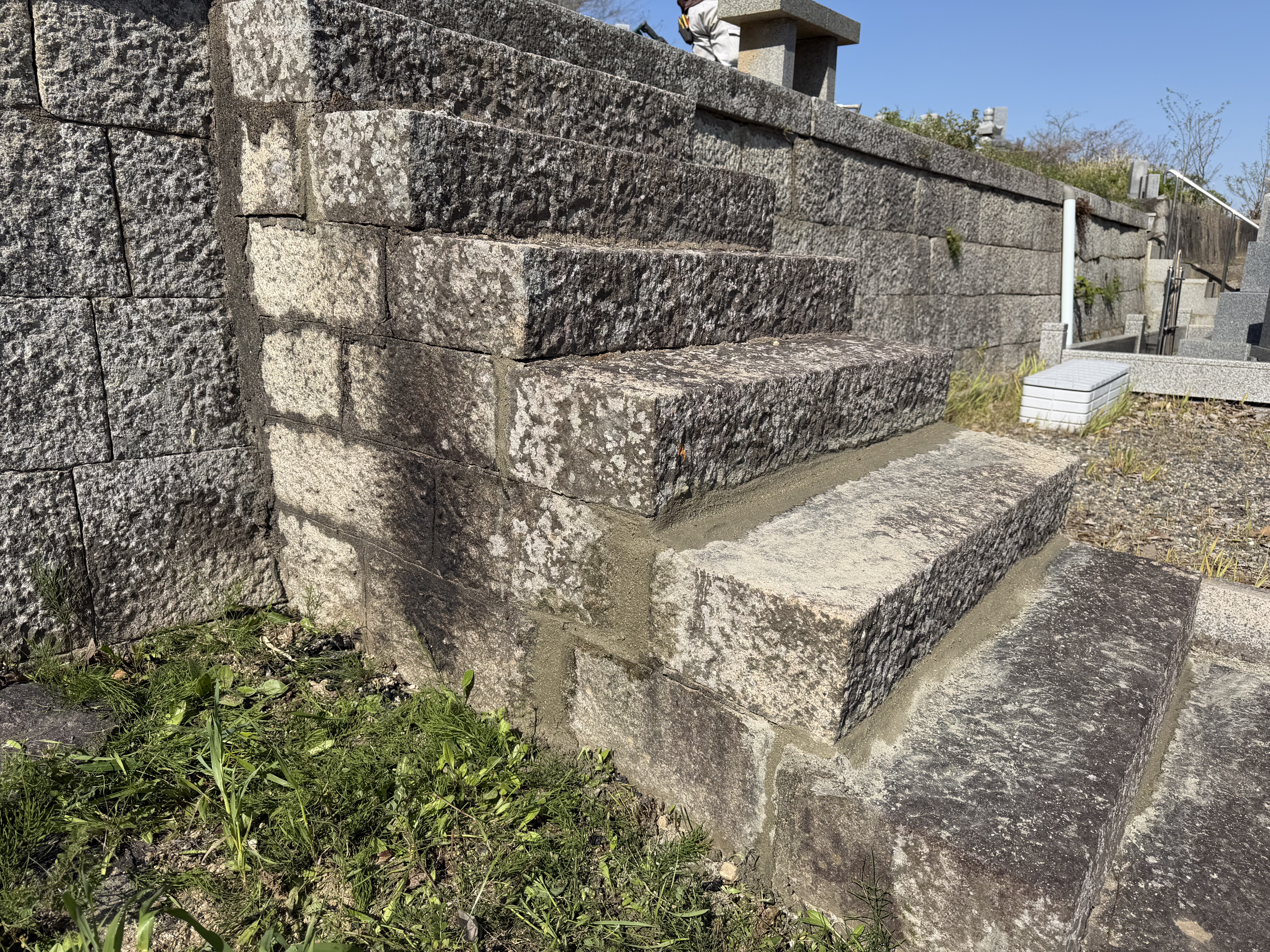 船穂町内墓地の修理・改修｜施工工程