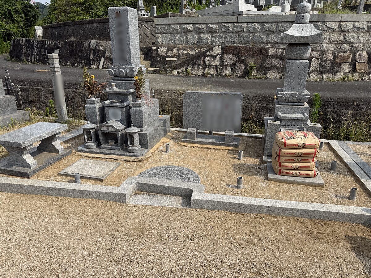 船穂町地内墓地のストーンレジンUR|施工工程